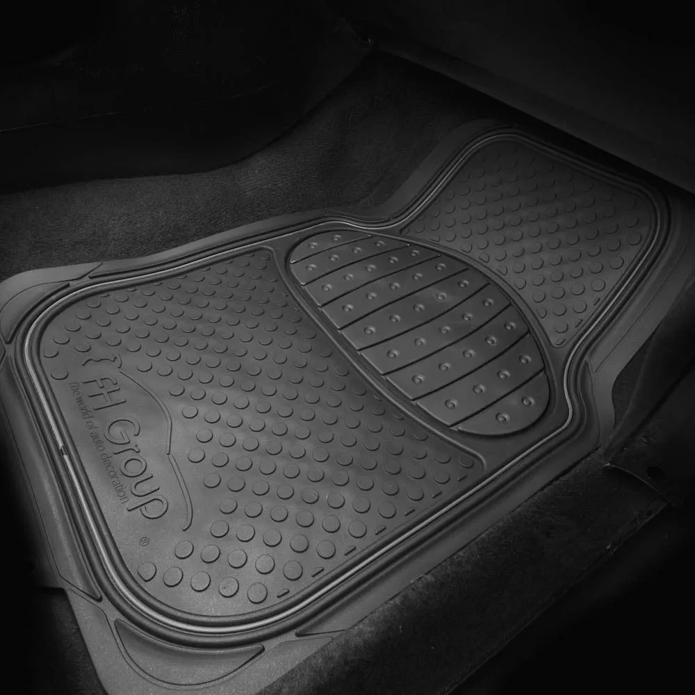 Trimmable ClimaProof Heavy Duty Tall Channel Non-Slip Rubber Floor Mats - Full Set Black