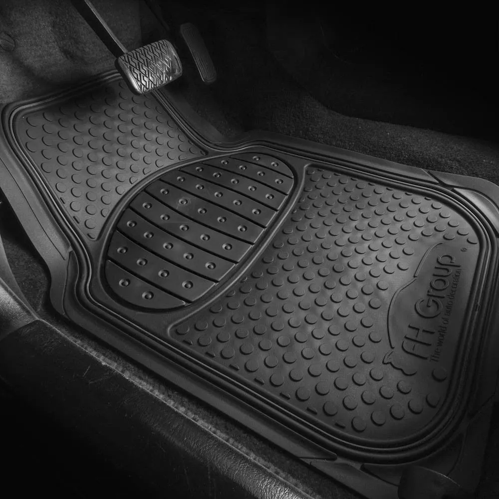 Trimmable ClimaProof Heavy Duty Tall Channel Non-Slip Rubber Floor Mats - Full Set Black