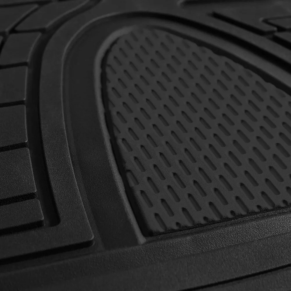Trimmable ClimaProof Heavy Duty Tall Channel Non-Slip Rubber Floor Mats - Full Set Black