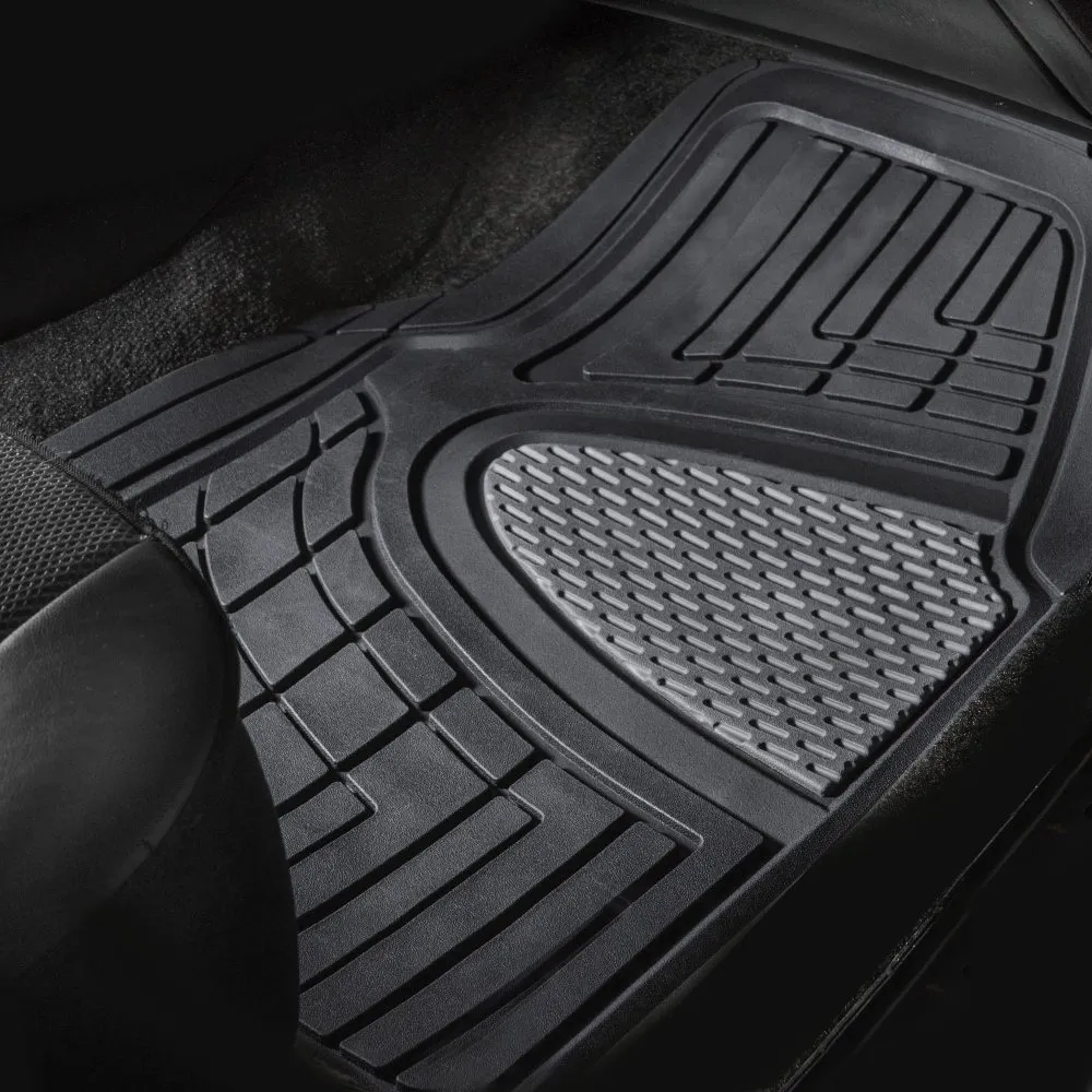 Trimmable ClimaProof Heavy Duty Tall Channel Non-Slip Rubber Floor Mats - Full Set Gray