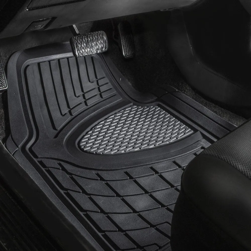 Trimmable ClimaProof Heavy Duty Tall Channel Non-Slip Rubber Floor Mats - Full Set Gray