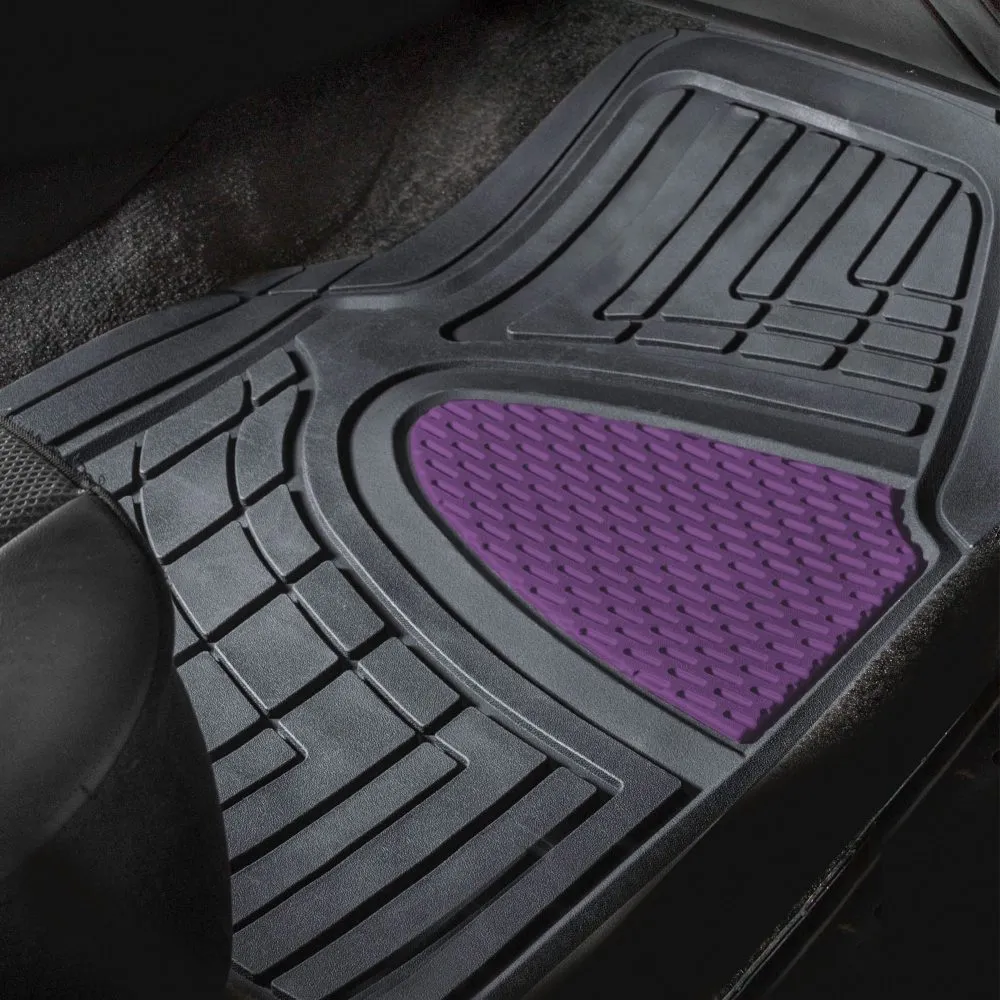 Trimmable ClimaProof Heavy Duty Tall Channel Non-Slip Rubber Floor Mats - Full Set Purple