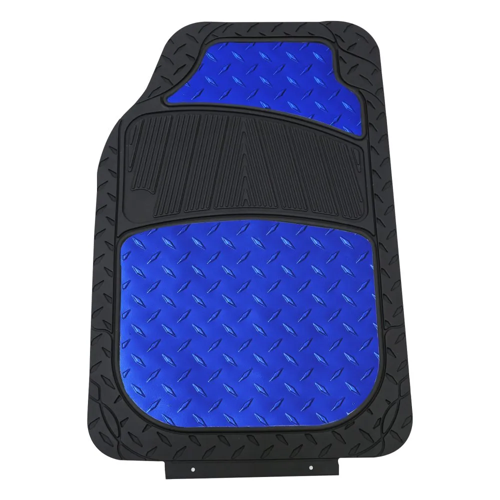 Trimmable ClimaProof High Quality Metallic Non-Slip Rubber Floor Mats - Full Set Blue