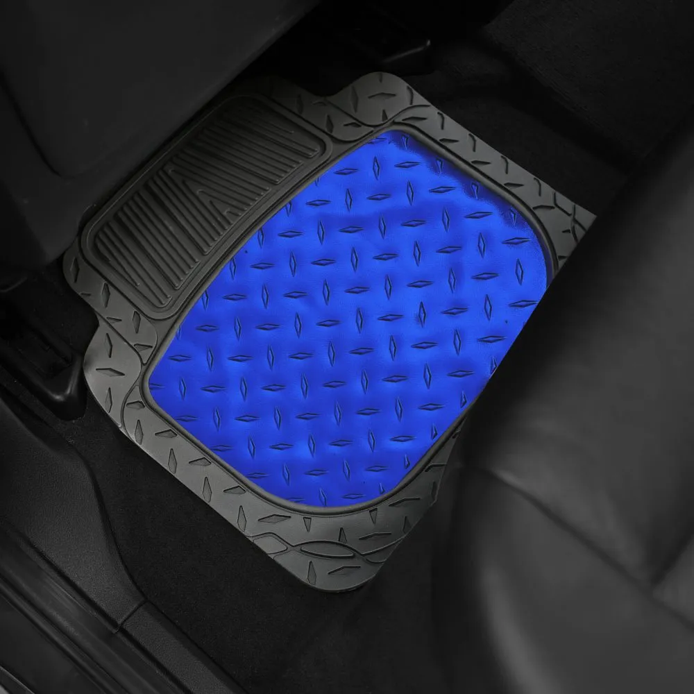 Trimmable ClimaProof High Quality Metallic Non-Slip Rubber Floor Mats - Full Set Blue