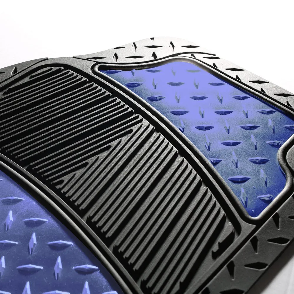 Trimmable ClimaProof High Quality Metallic Non-Slip Rubber Floor Mats - Full Set Blue