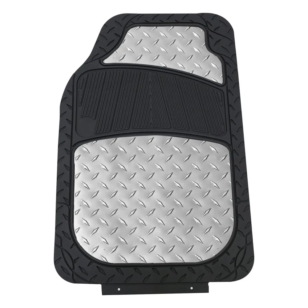 Trimmable ClimaProof High Quality Metallic Non-Slip Rubber Floor Mats - Full Set Silver