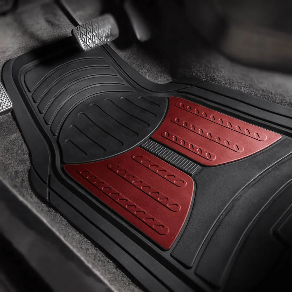 Trimmable ClimaProof Monster Eye Non-Slip Rubber Floor Mats - Full Set Burgundy