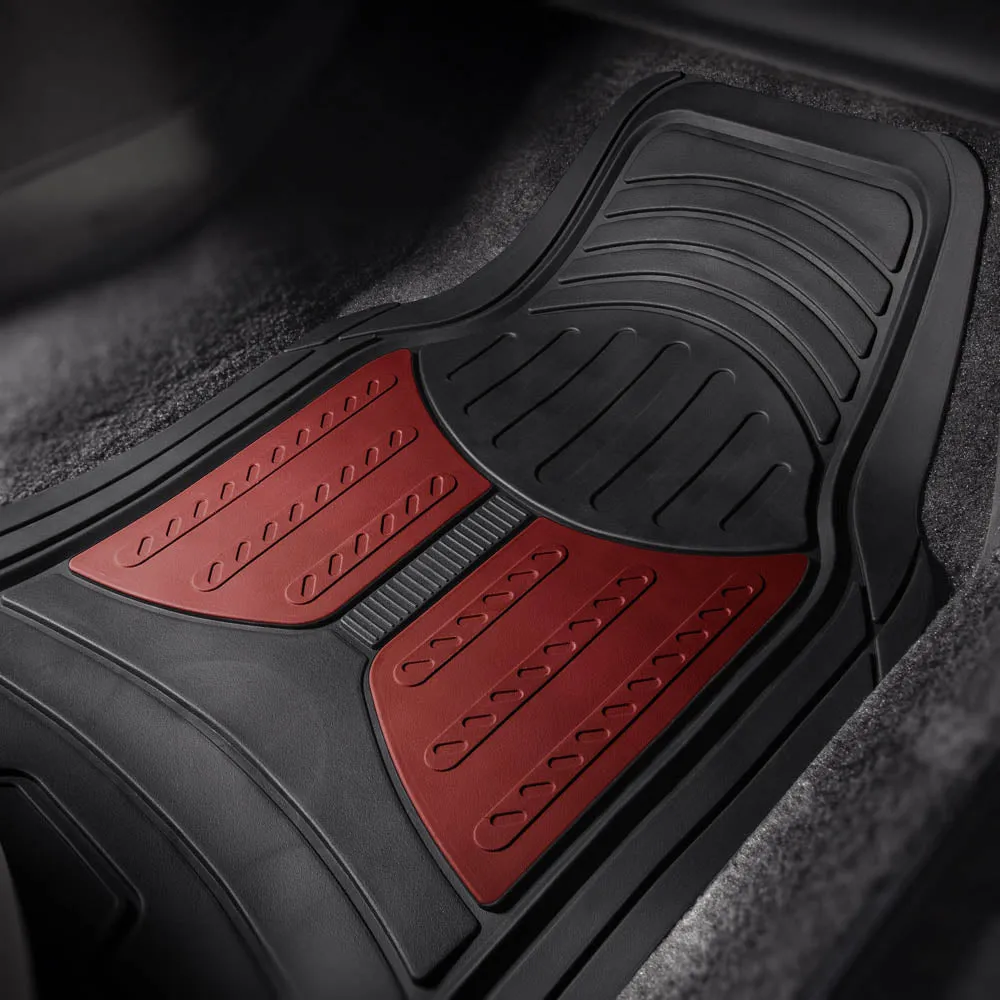 Trimmable ClimaProof Monster Eye Non-Slip Rubber Floor Mats - Full Set Burgundy