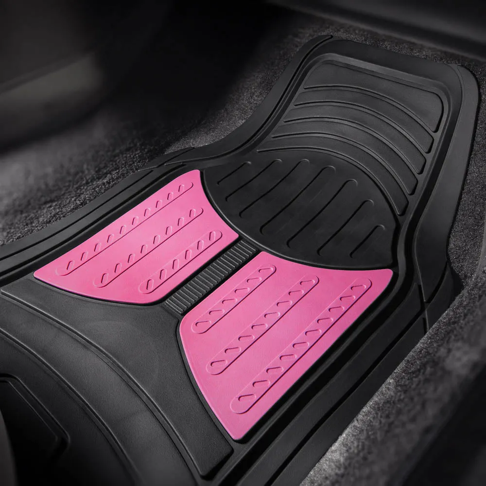 Trimmable ClimaProof Monster Eye Non-Slip Rubber Floor Mats - Full Set Pink