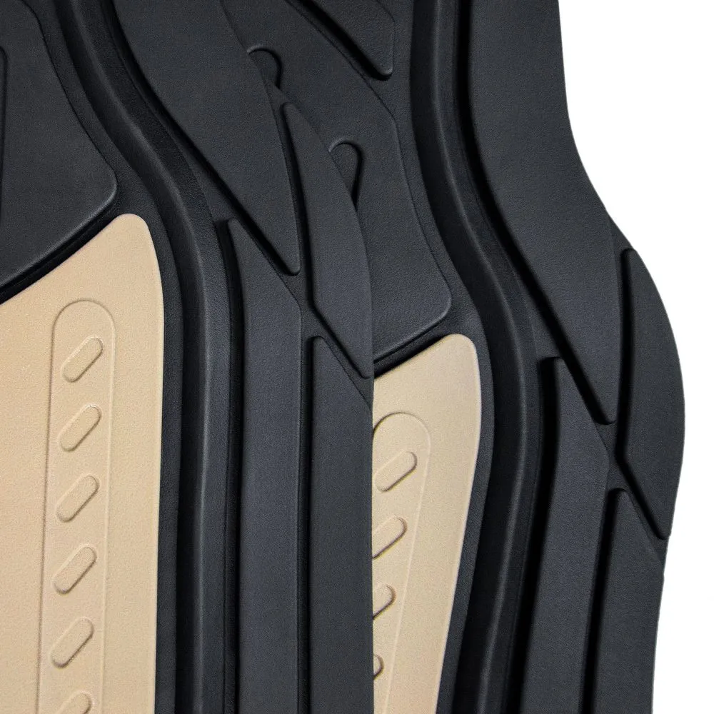 Trimmable Heavy Duty Non-Slip Rubber Floor Mats - Full Set Beige