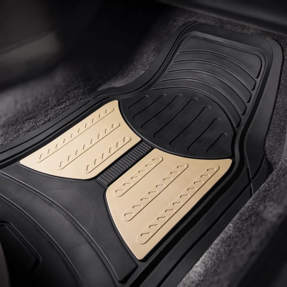 Trimmable Heavy Duty Non-Slip Rubber Floor Mats - Full Set Beige
