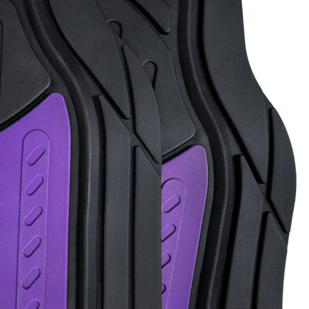 Trimmable Heavy Duty Non-Slip Rubber Floor Mats - Full Set Purple