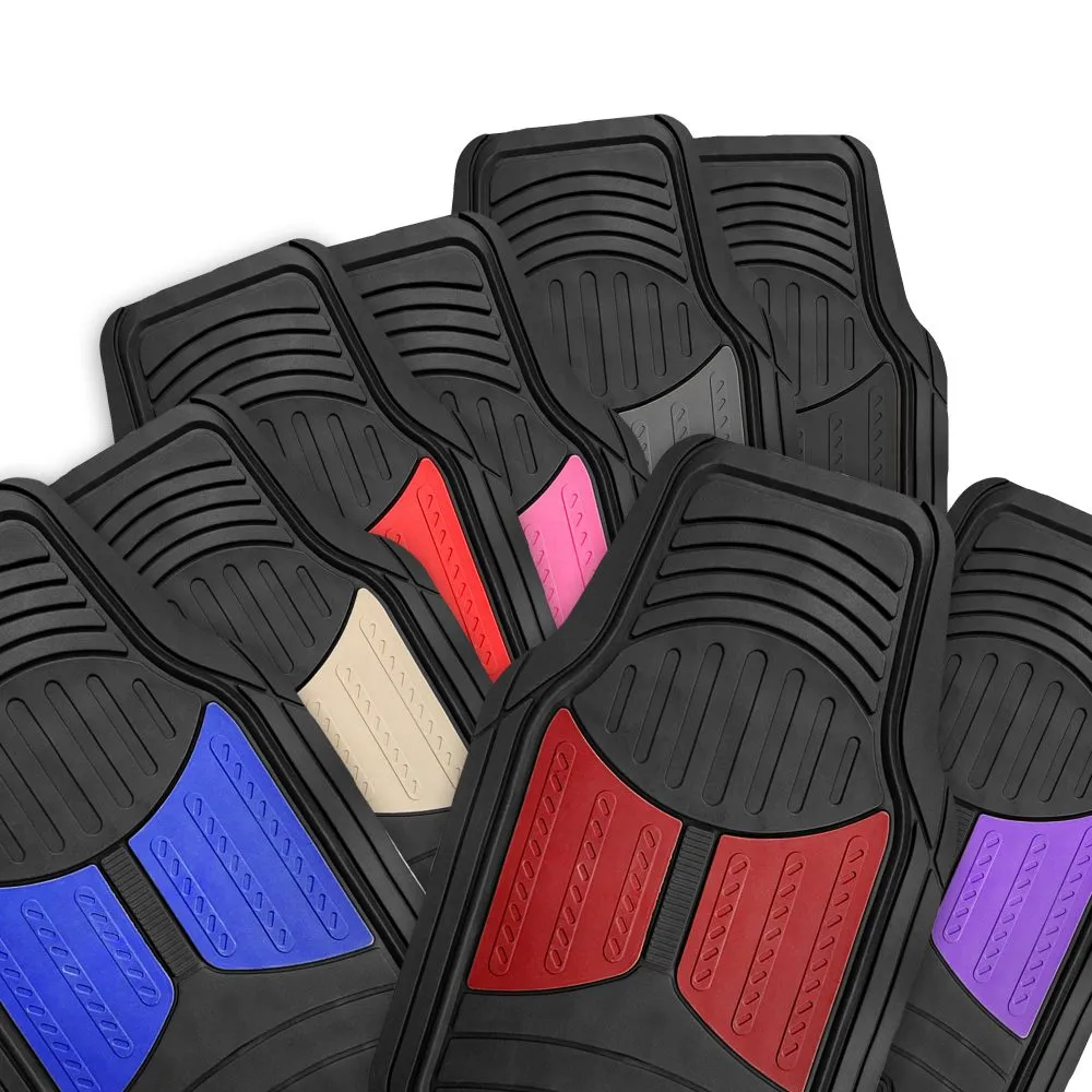 Trimmable Heavy Duty Non-Slip Rubber Floor Mats - Full Set Purple