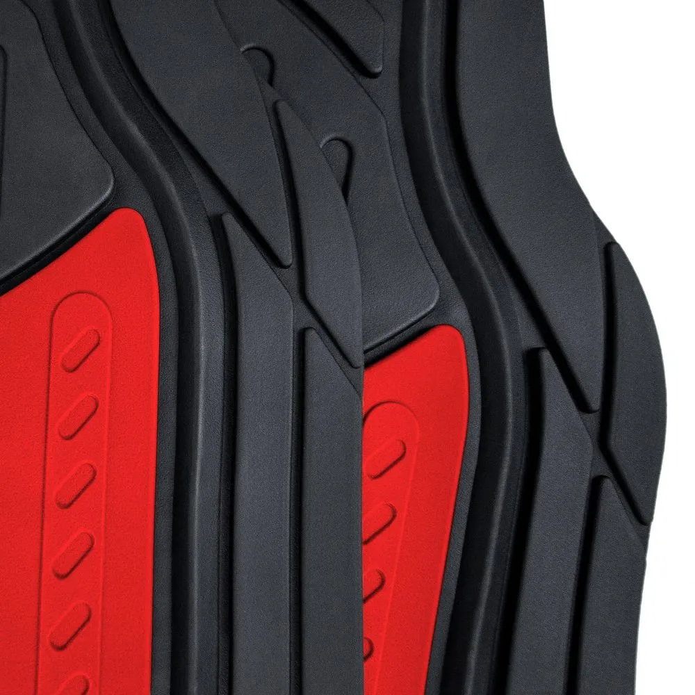 Trimmable Heavy Duty Non-Slip Rubber Floor Mats - Full Set Red