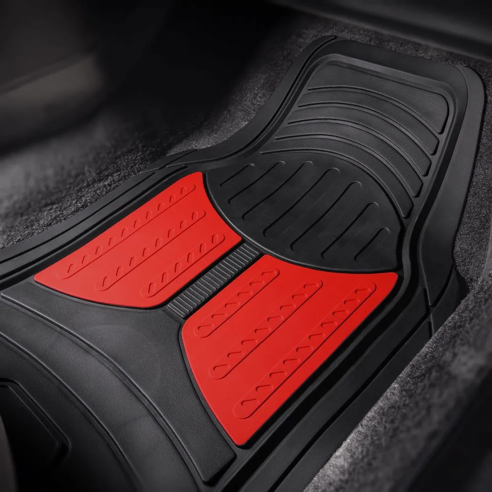 Trimmable Heavy Duty Non-Slip Rubber Floor Mats - Full Set Red