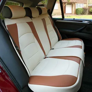 Ultra Comfort Deluxe Leatherette Bench Seat Cushions - Rear Beige / Tan