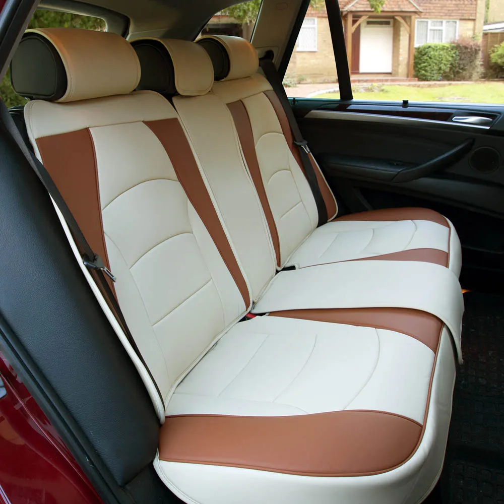 Ultra Comfort Deluxe Leatherette Bench Seat Cushions - Rear Beige / Tan