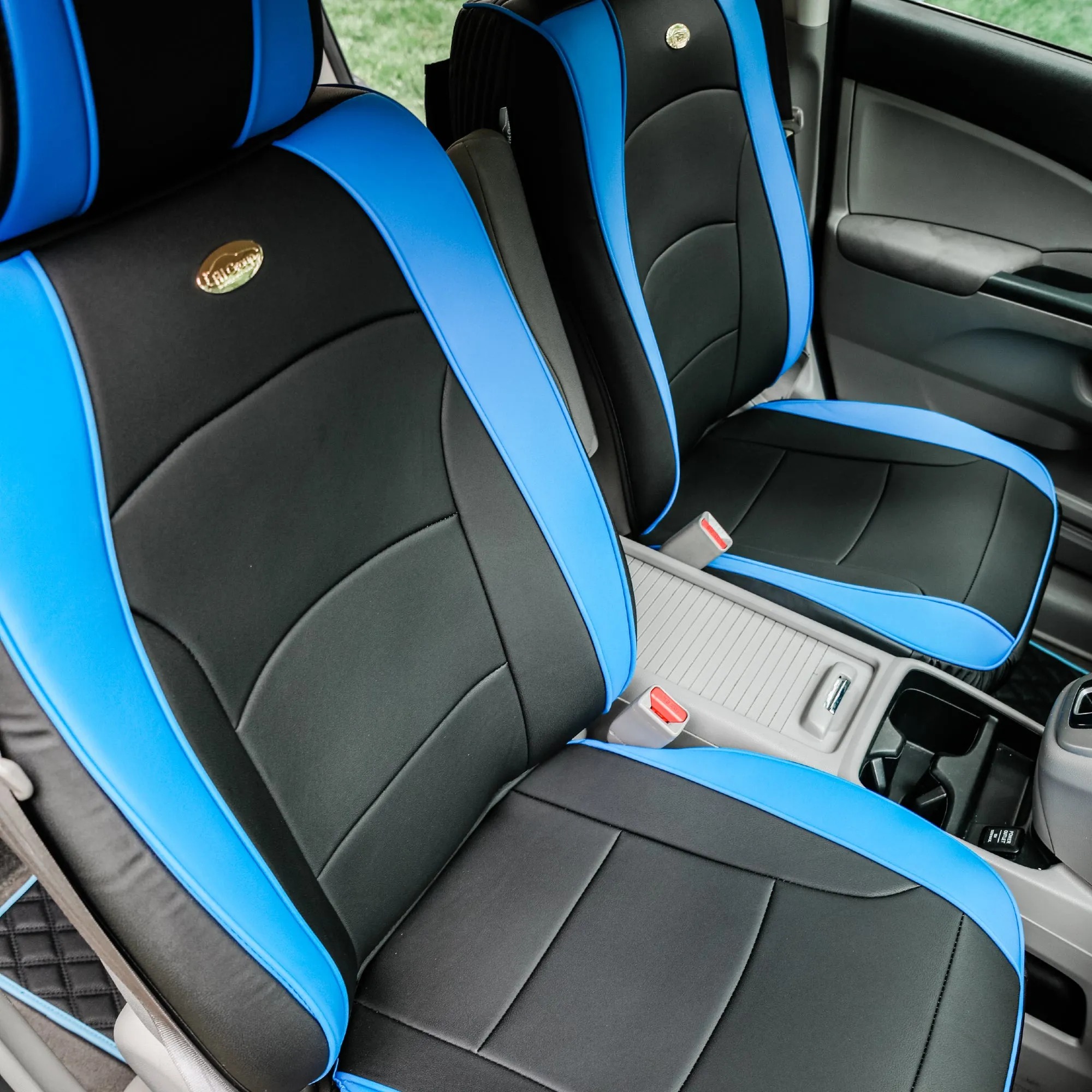 Ultra Comfort Deluxe Leatherette Seat Cushions - Front Set Blue