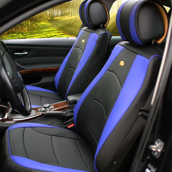 Ultra Comfort Deluxe Leatherette Seat Cushions - Front Set Blue