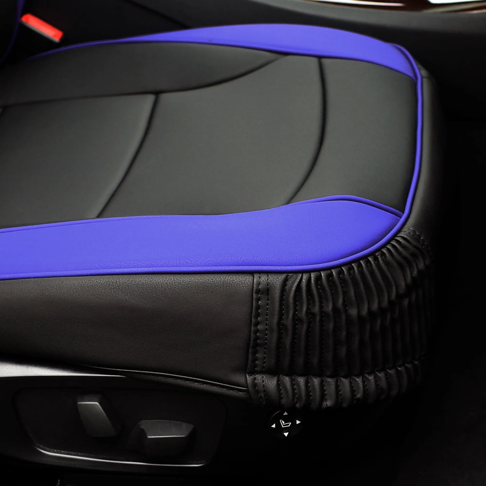 Ultra Comfort Deluxe Leatherette Seat Cushions - Front Set Blue
