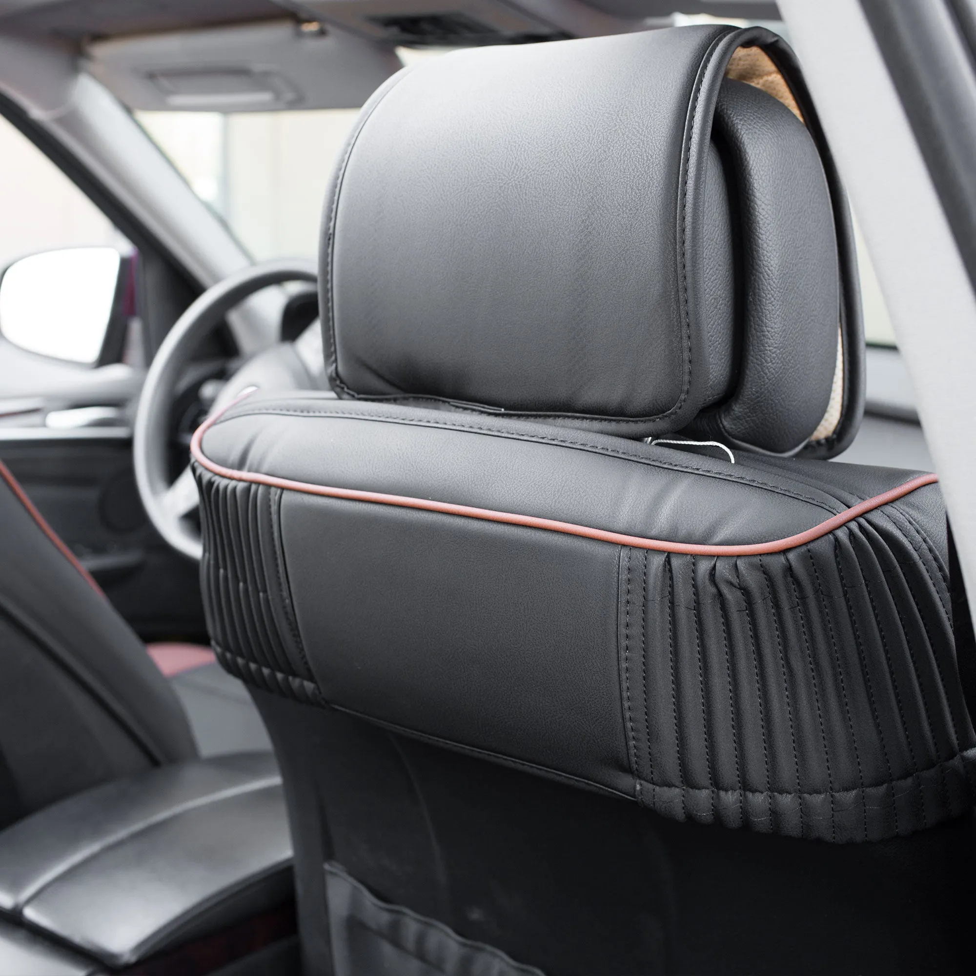 Ultra Comfort Deluxe Leatherette Seat Cushions - Front Set Brown