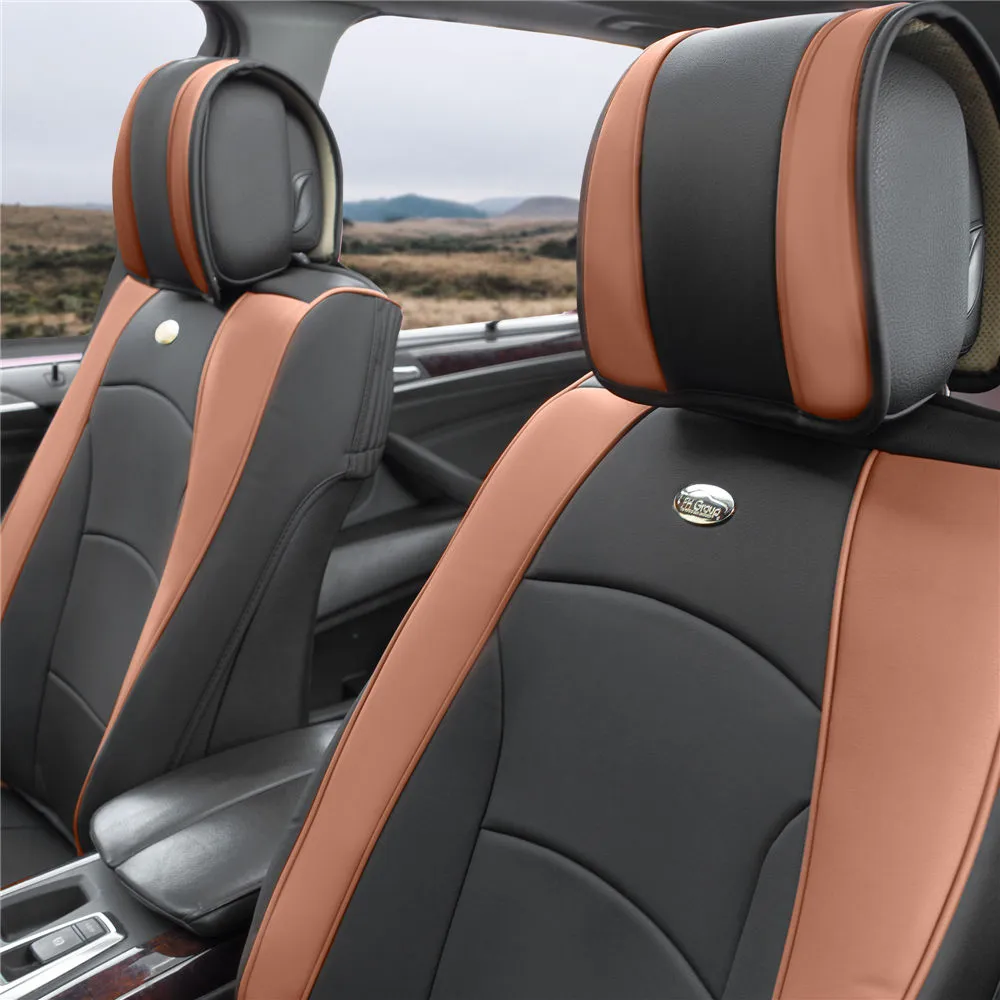 Ultra Comfort Deluxe Leatherette Seat Cushions - Front Set Brown