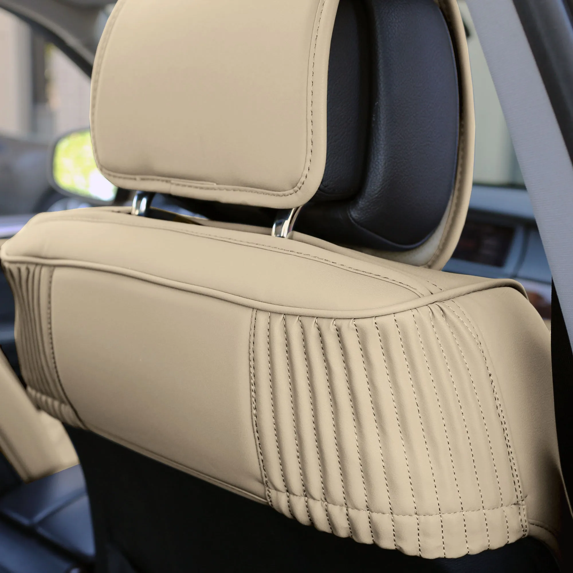 Ultra Comfort Deluxe Leatherette Seat Cushions - Full Set Beige