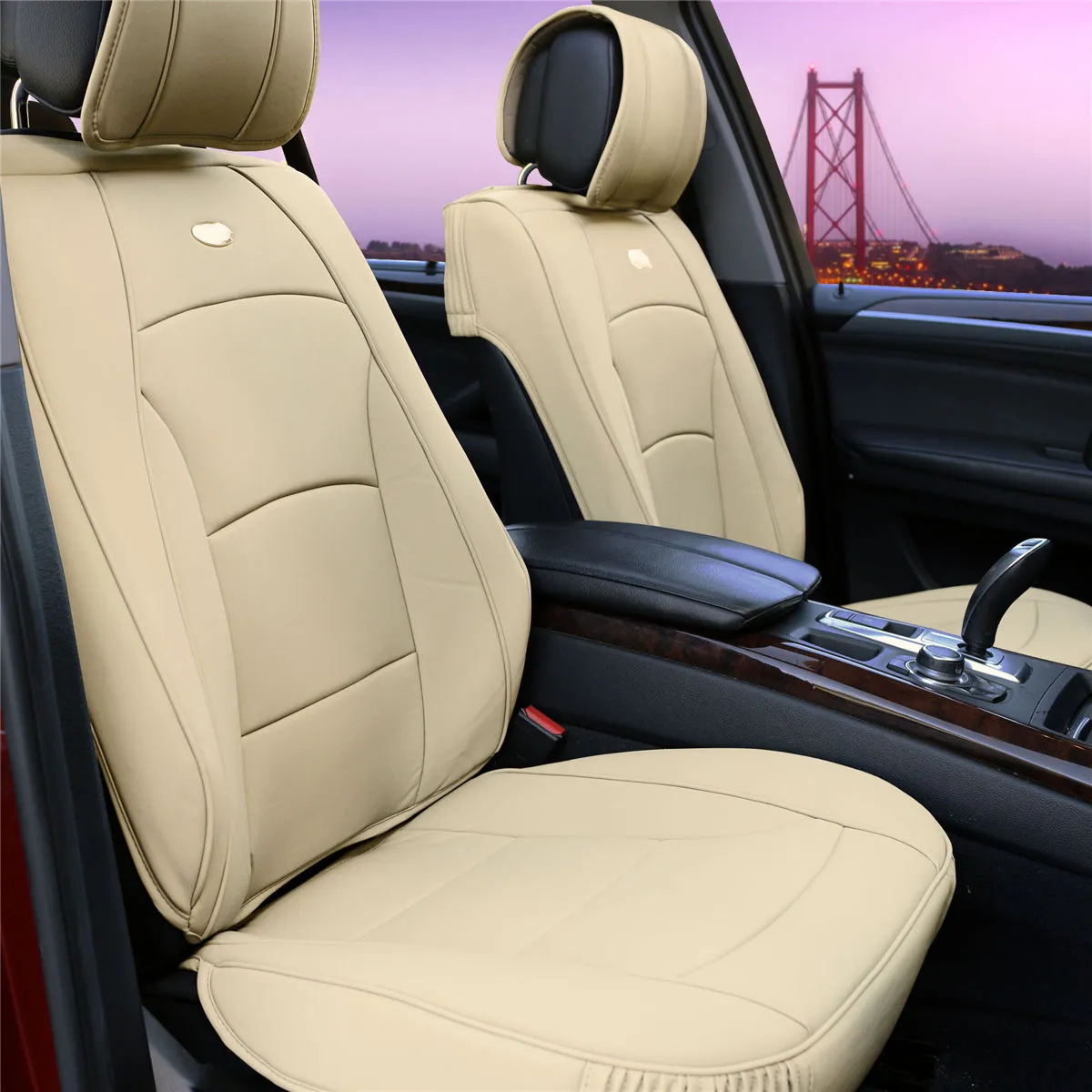 Ultra Comfort Deluxe Leatherette Seat Cushions - Full Set Beige