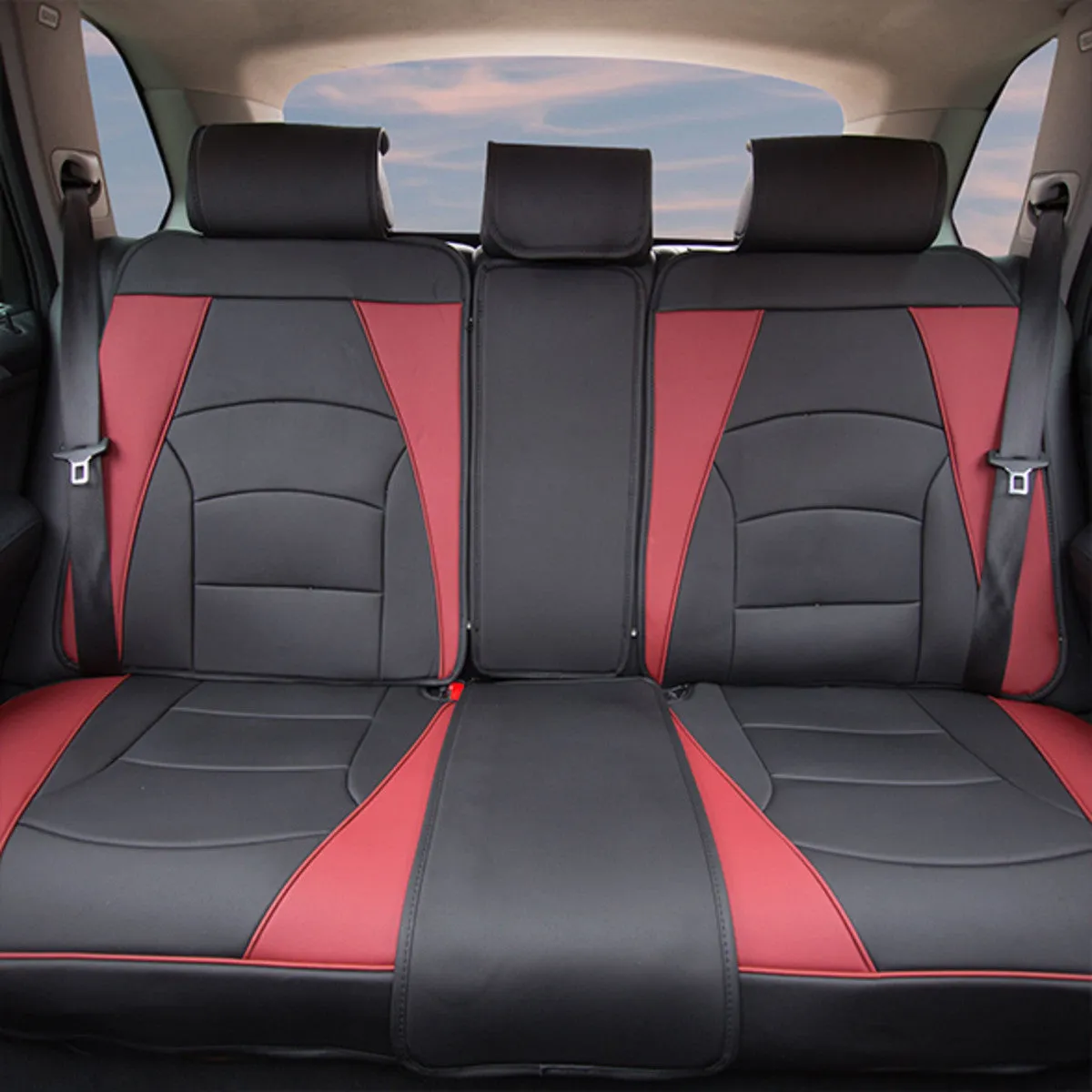 Ultra Comfort Deluxe Leatherette Seat Cushions - Full Set Burgundy