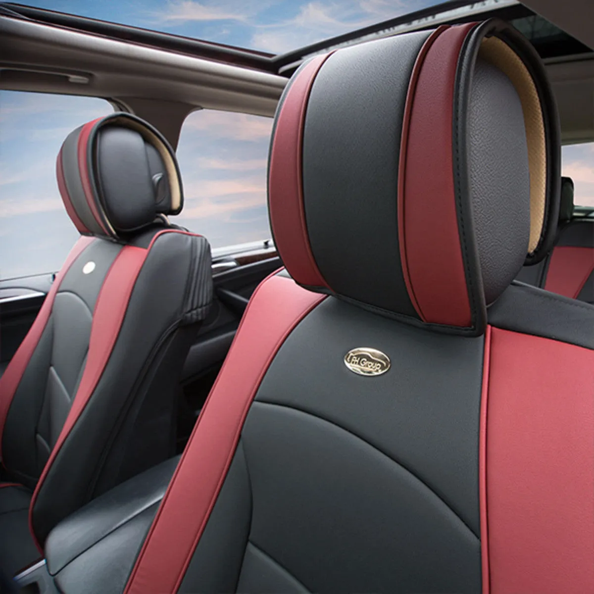 Ultra Comfort Deluxe Leatherette Seat Cushions - Full Set Burgundy