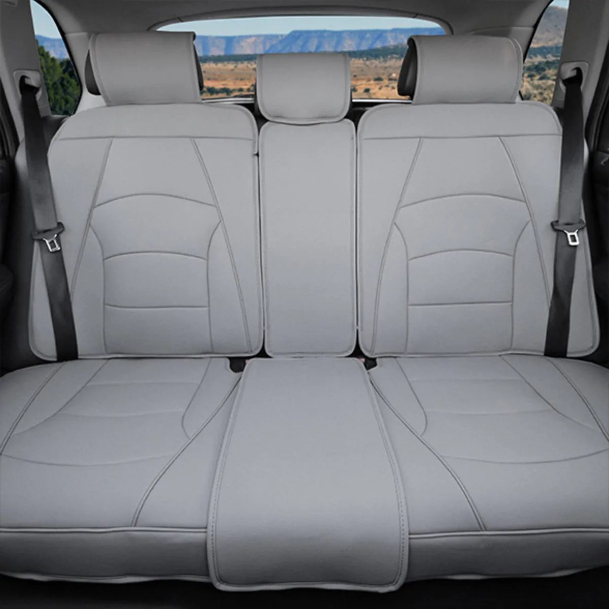 Ultra Comfort Deluxe Leatherette Seat Cushions - Full Set Gray