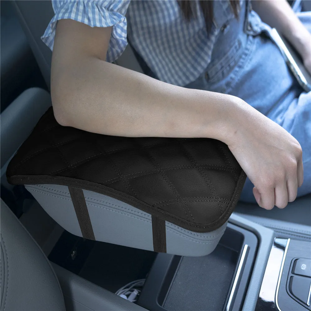Ultra Luxe Faux Leather Center Console Pad with Diamond Pattern Black