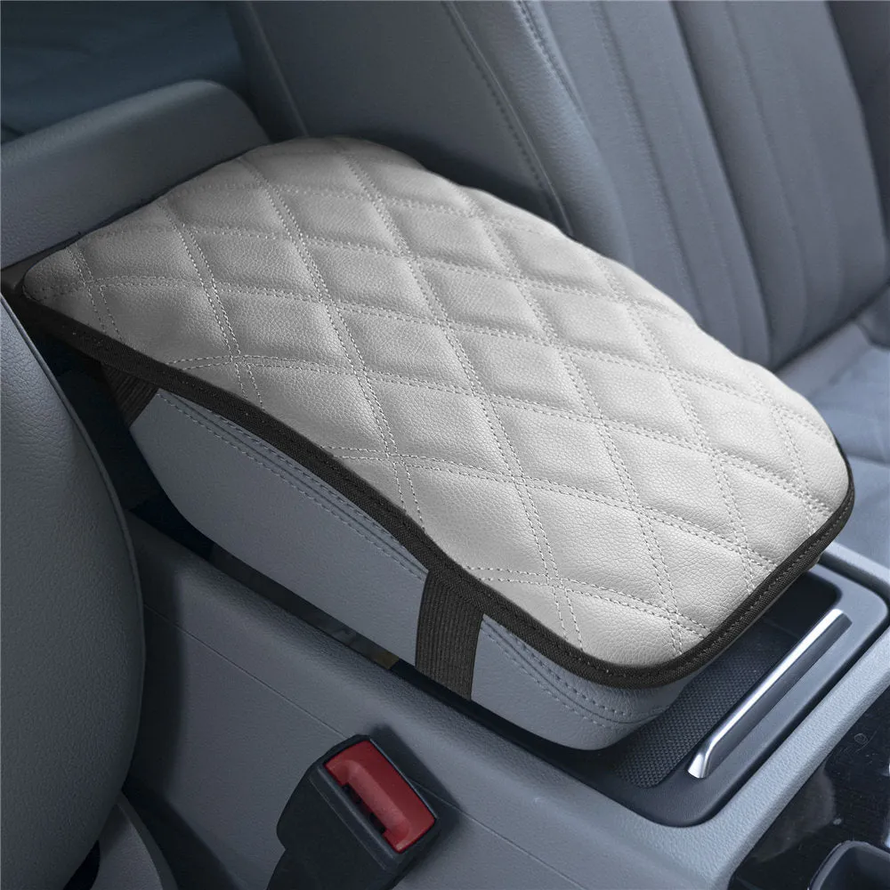 Ultra Luxe Faux Leather Center Console Pad with Diamond Pattern Gray