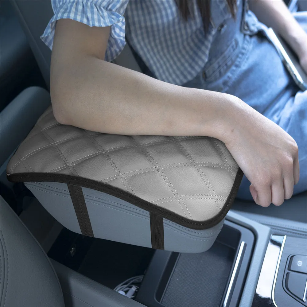 Ultra Luxe Faux Leather Center Console Pad with Diamond Pattern Gray