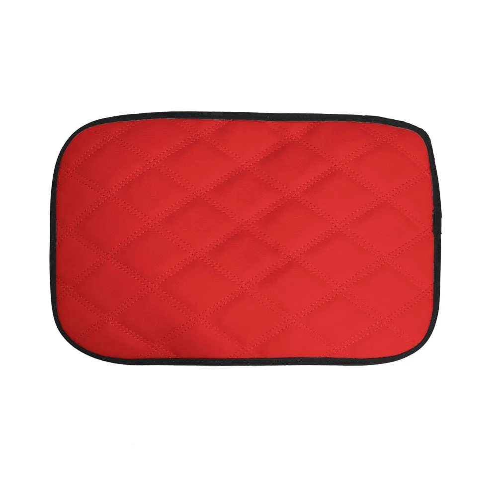 Ultra Luxe Faux Leather Center Console Pad with Diamond Pattern Red