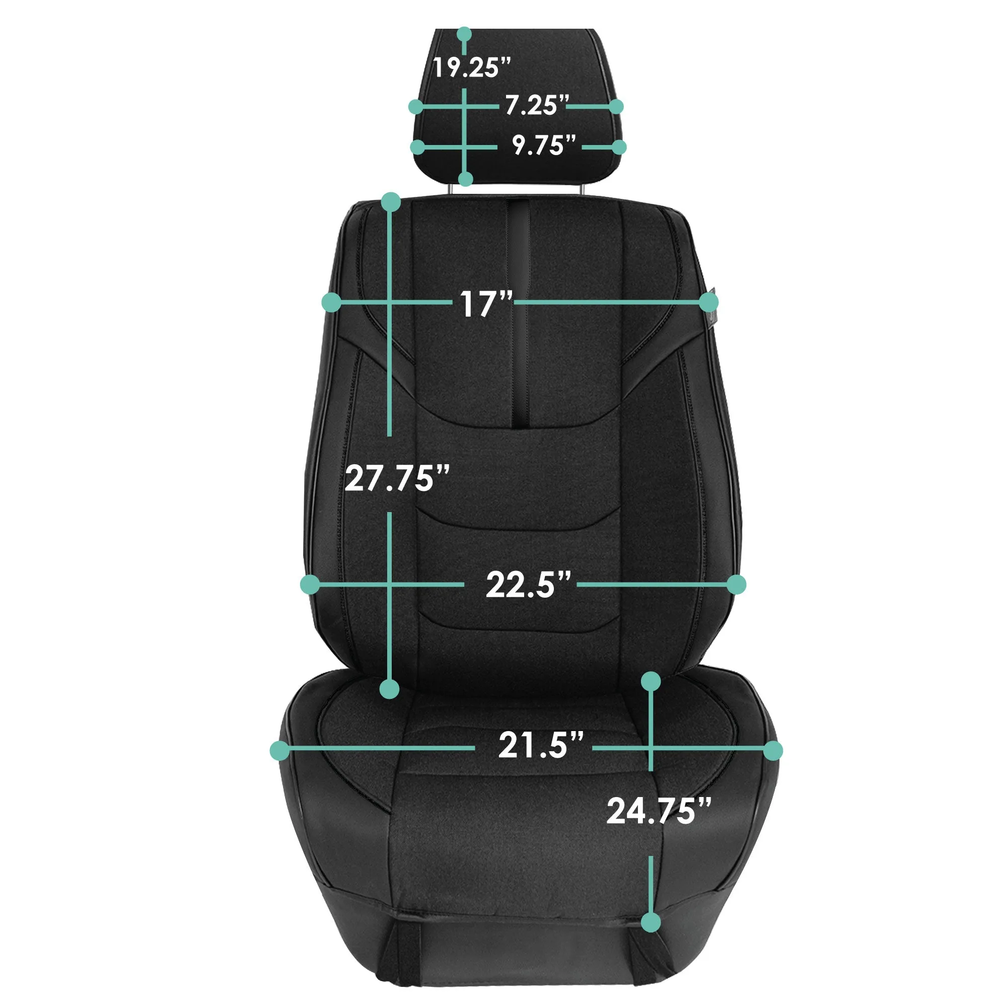 Ultra Sleek Car Seat Cushions - Front Set Black