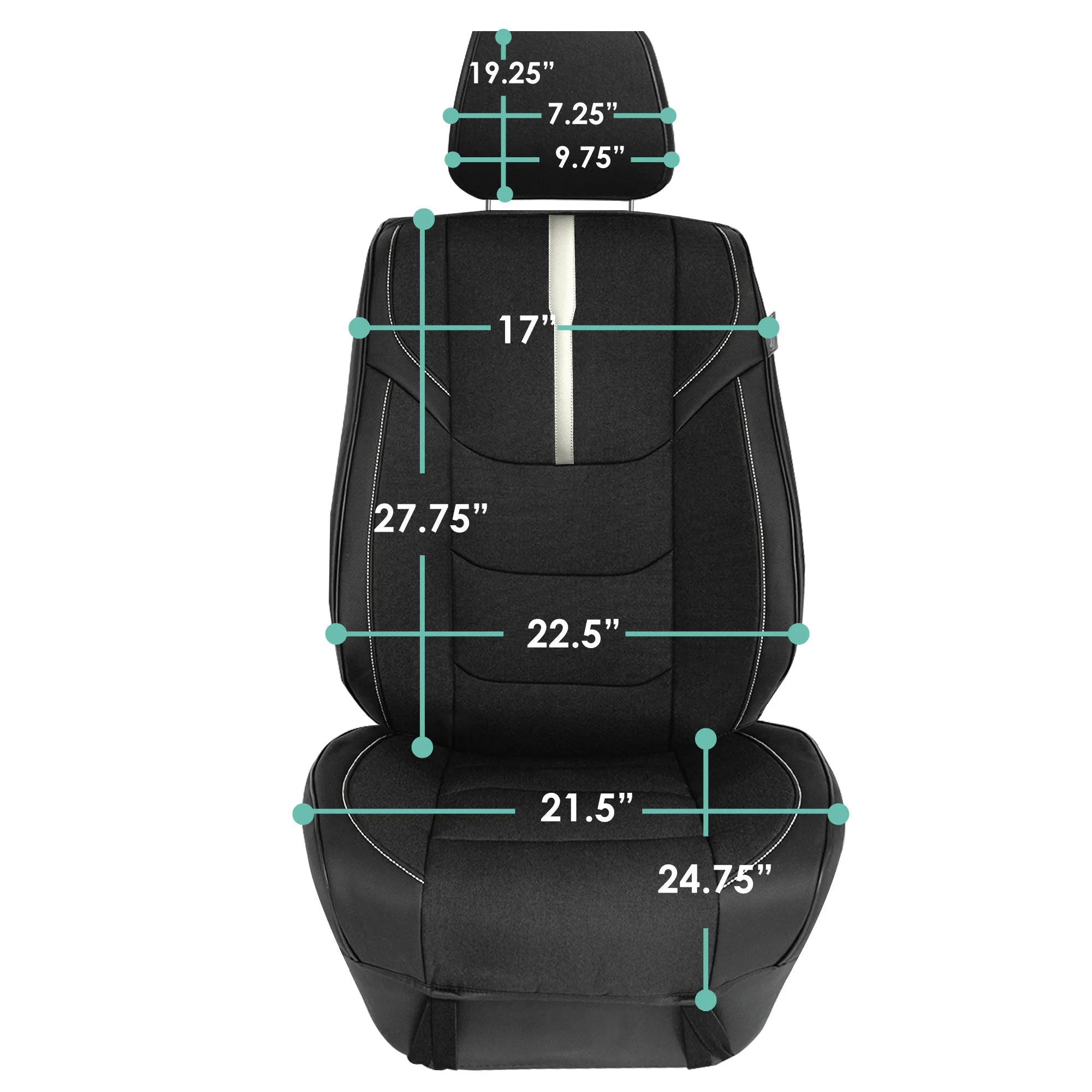 Ultra Sleek Car Seat Cushions - Front Set Off White