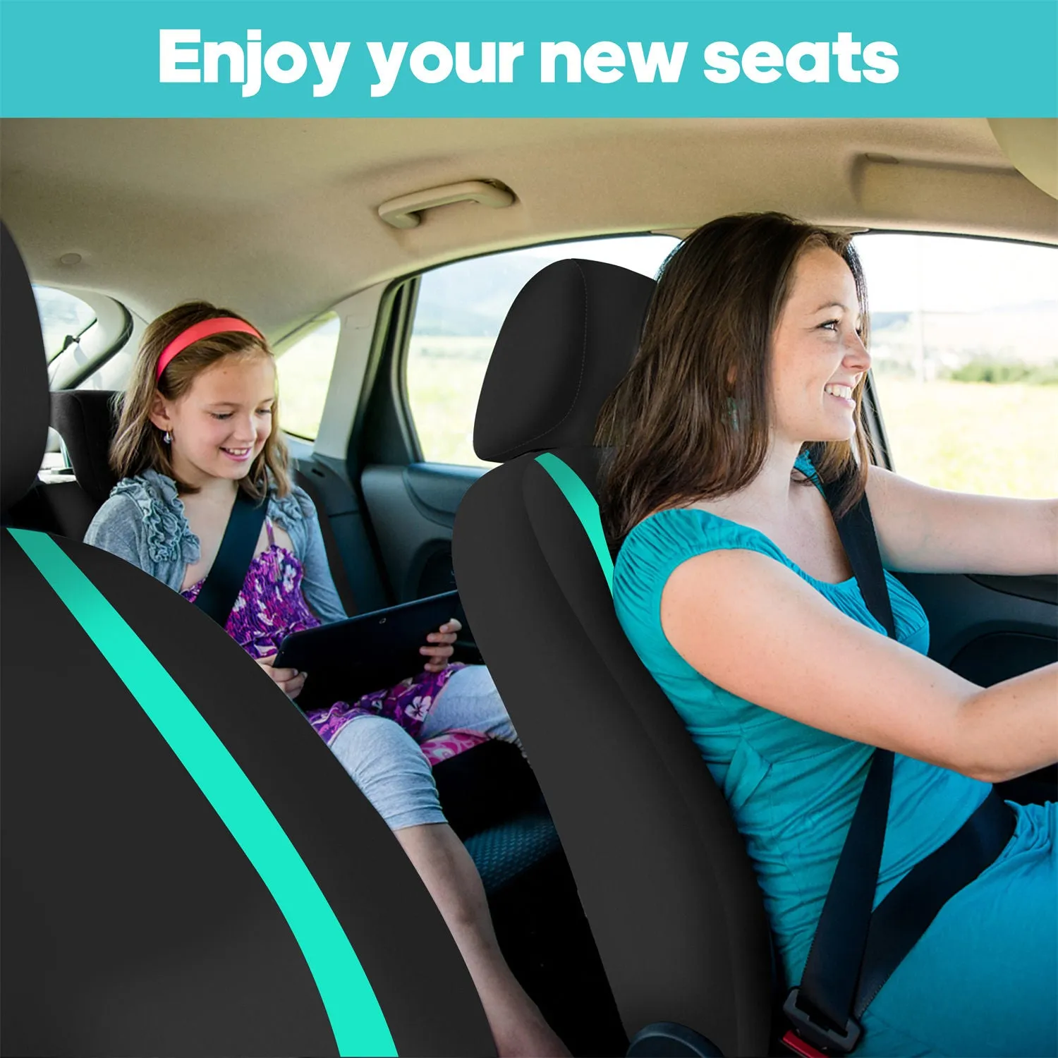 Unique Flat Cloth Seat Covers - Front Set Mint