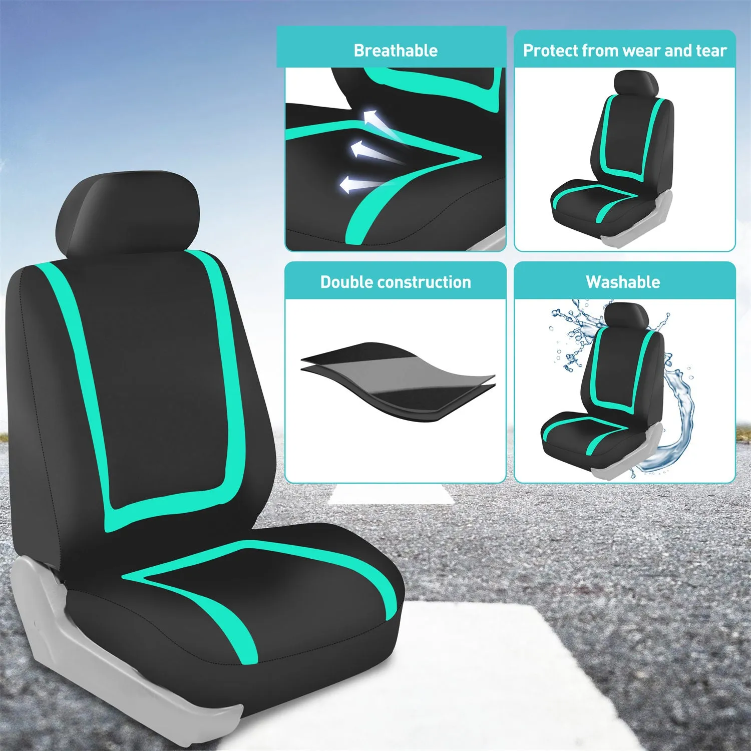 Unique Flat Cloth Seat Covers - Front Set Mint