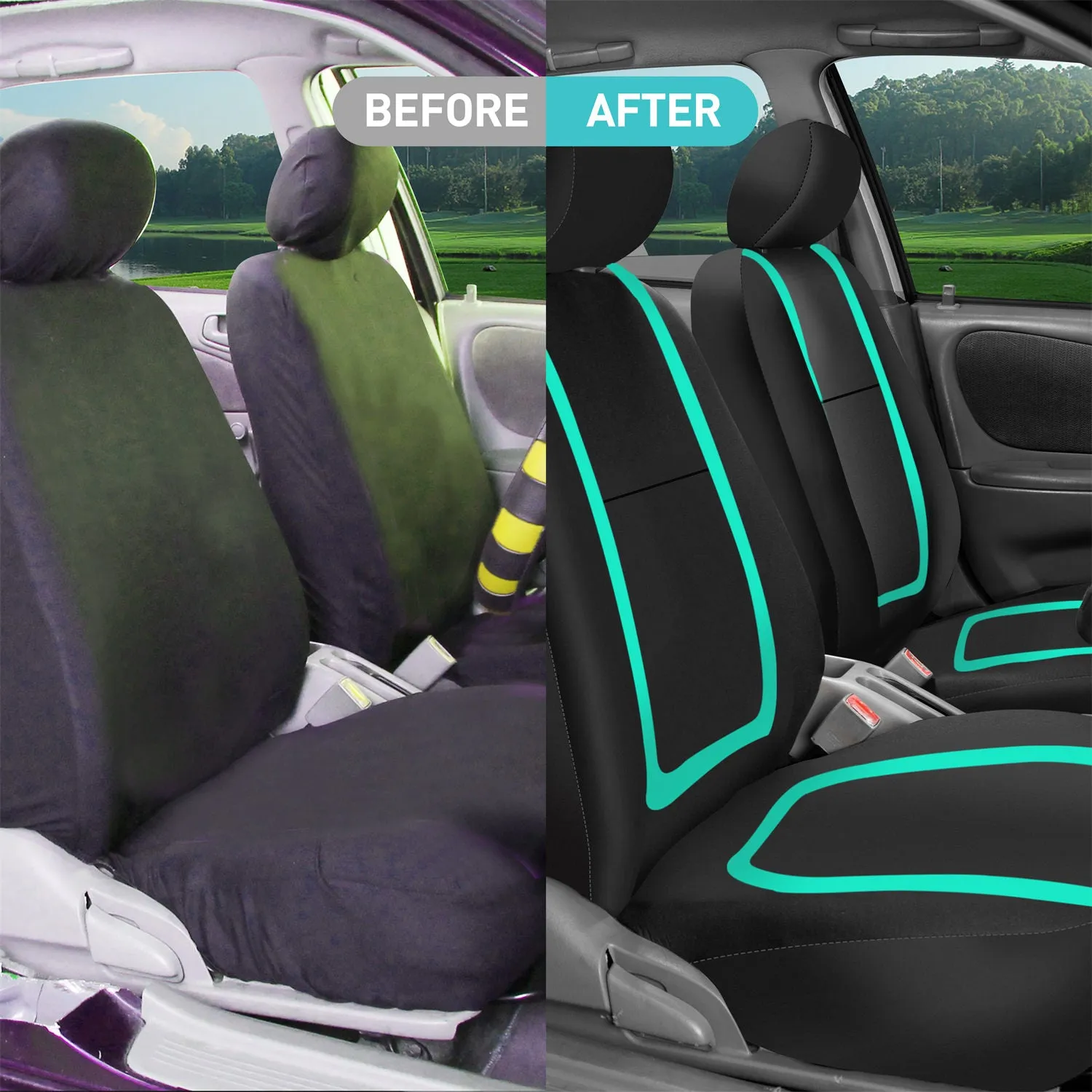 Unique Flat Cloth Seat Covers - Front Set Mint