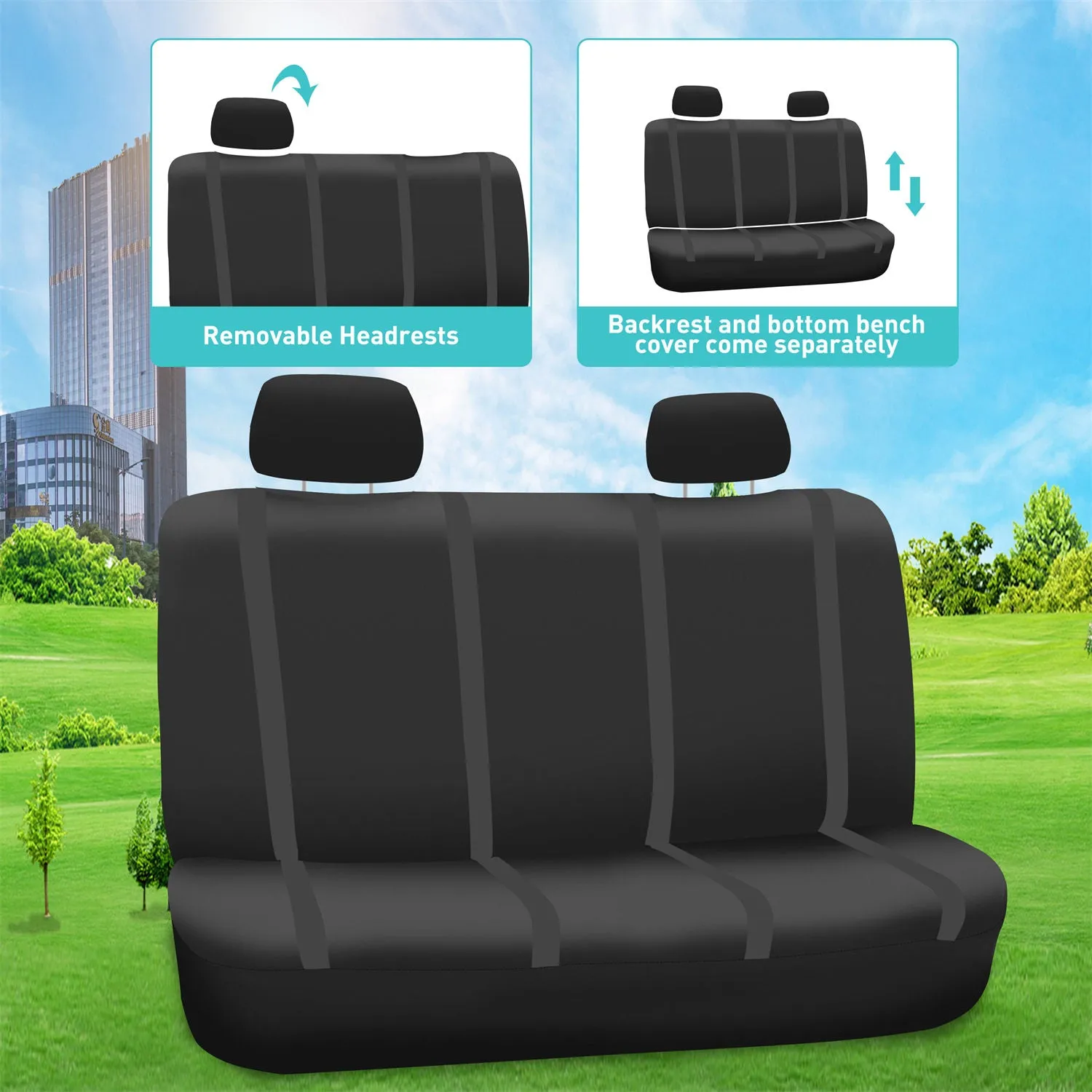 Unique Flat Cloth Seat Covers - Full Set Black