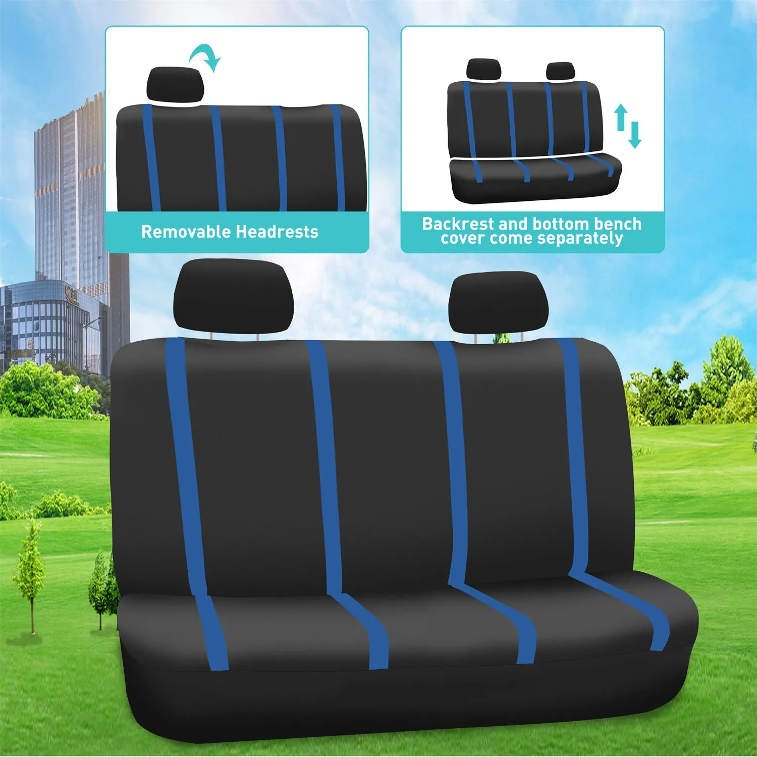 Unique Flat Cloth Seat Covers - Full Set Blue