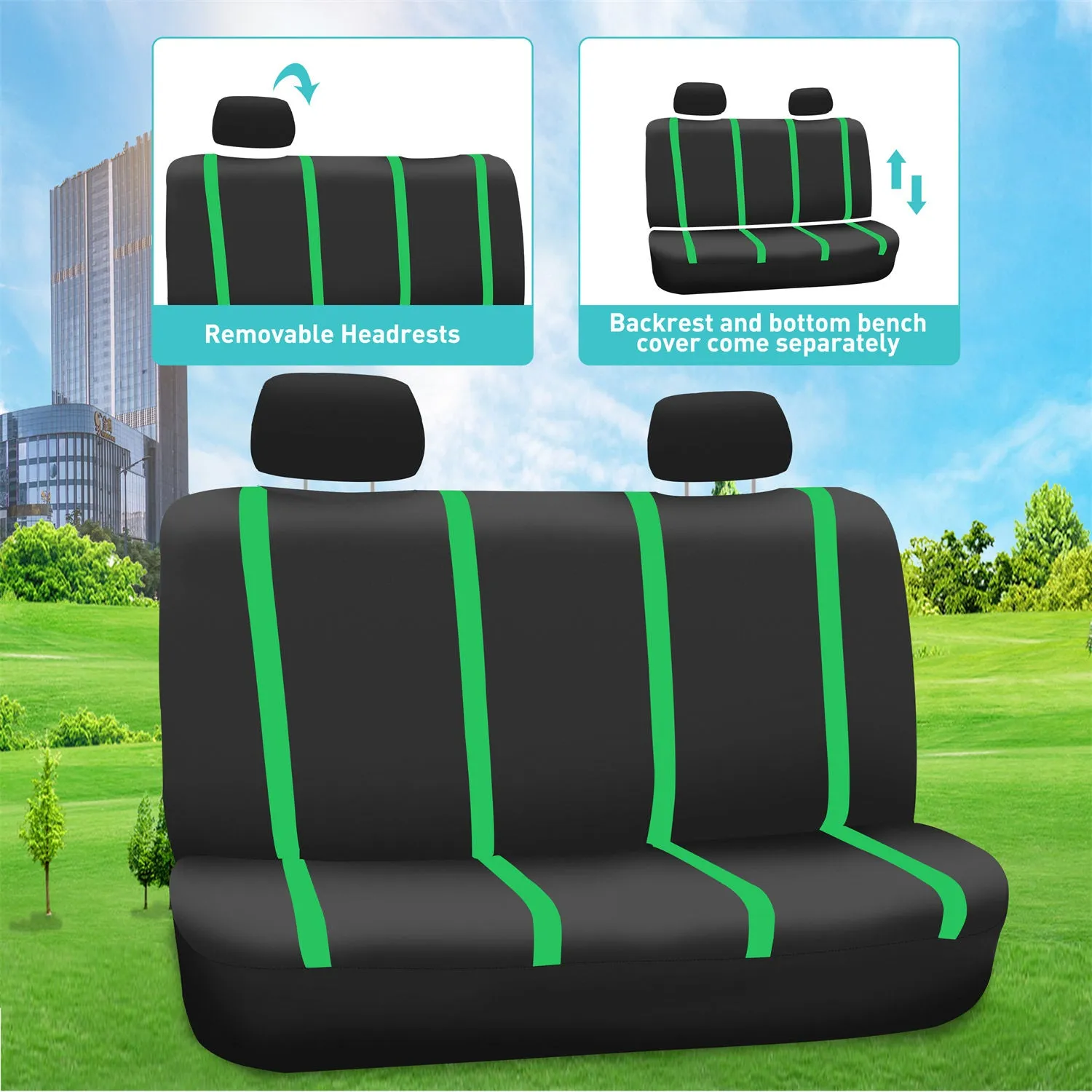 Unique Flat Cloth Seat Covers - Full Set Green