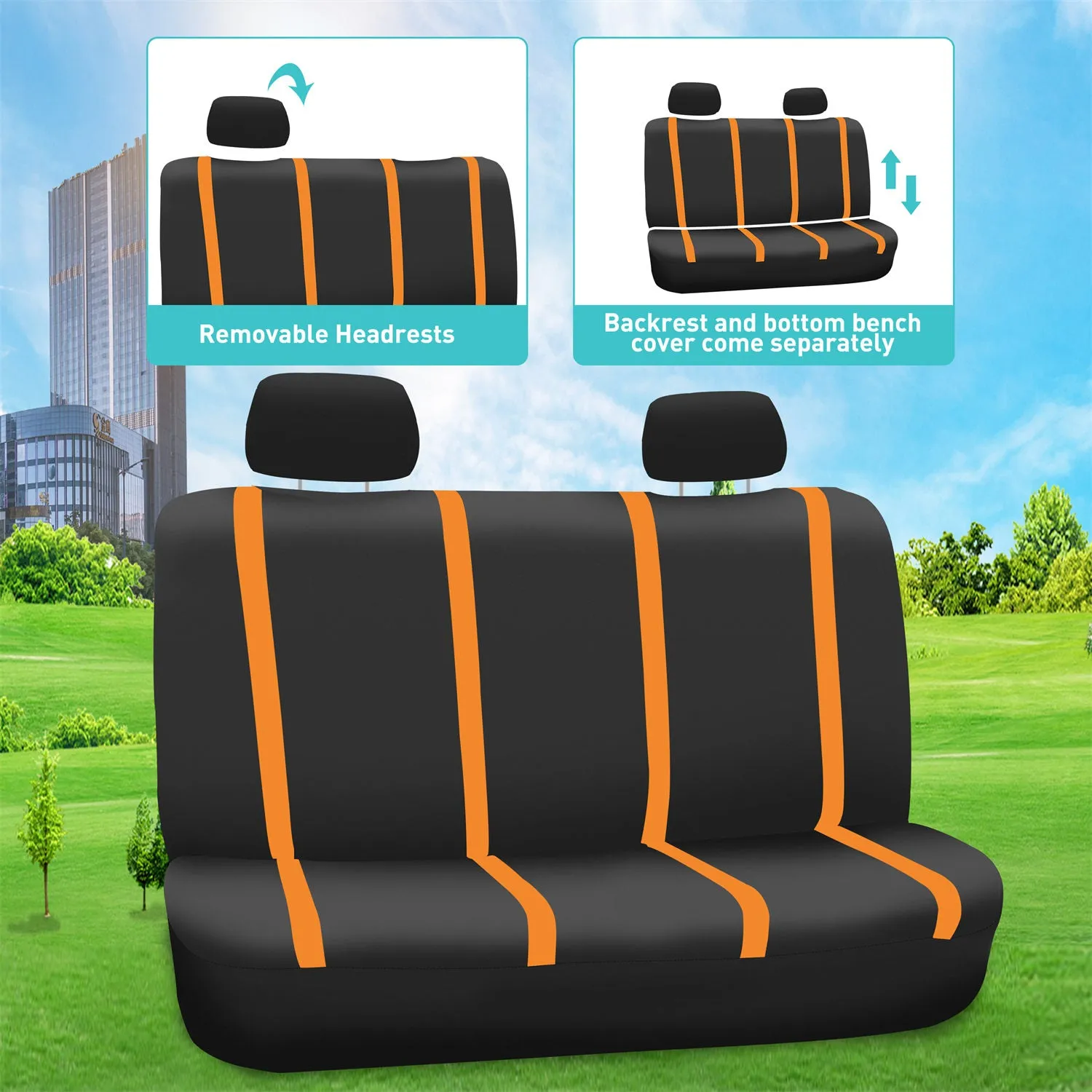 Unique Flat Cloth Seat Covers - Full Set Orange