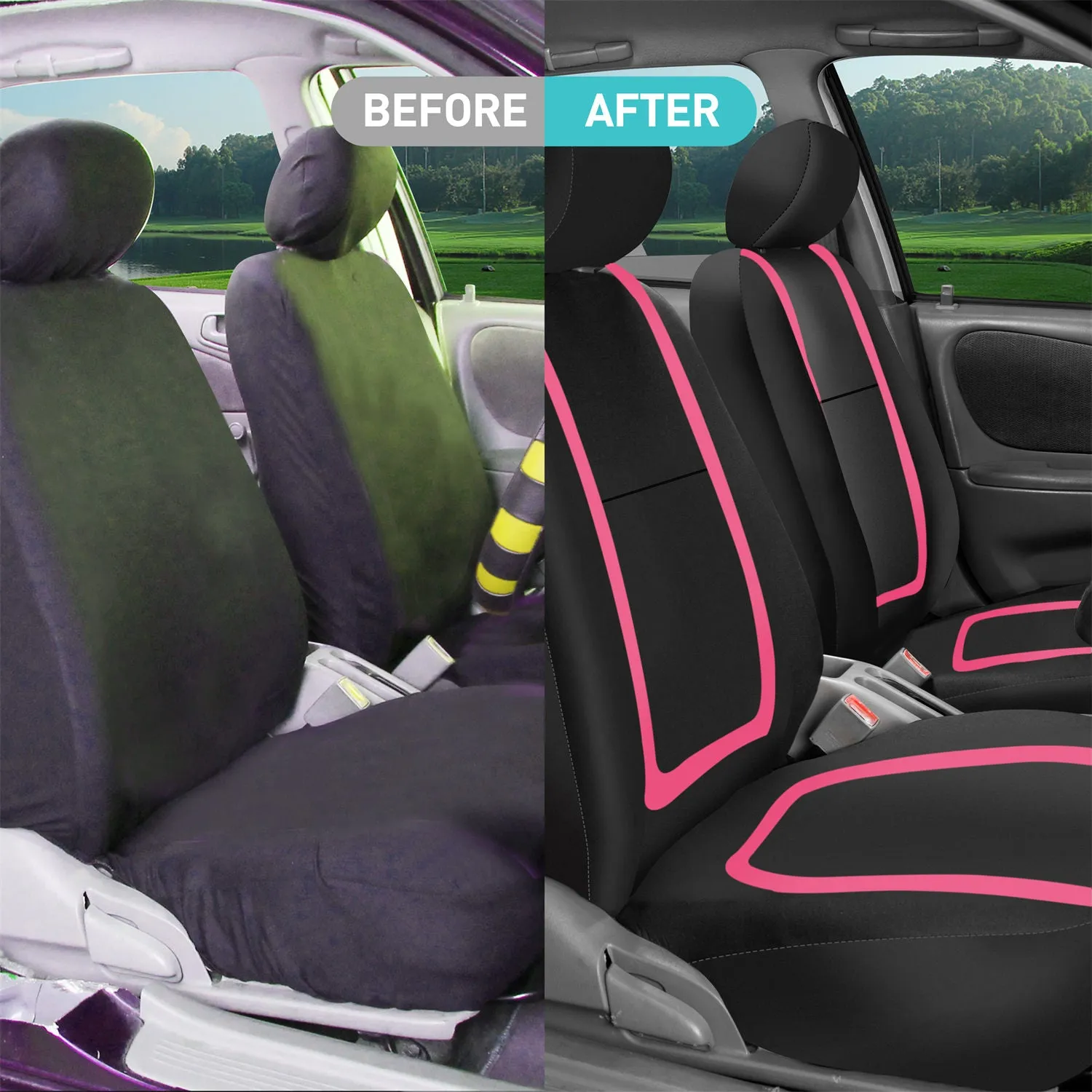 Unique Flat Cloth Seat Covers - Full Set Pink