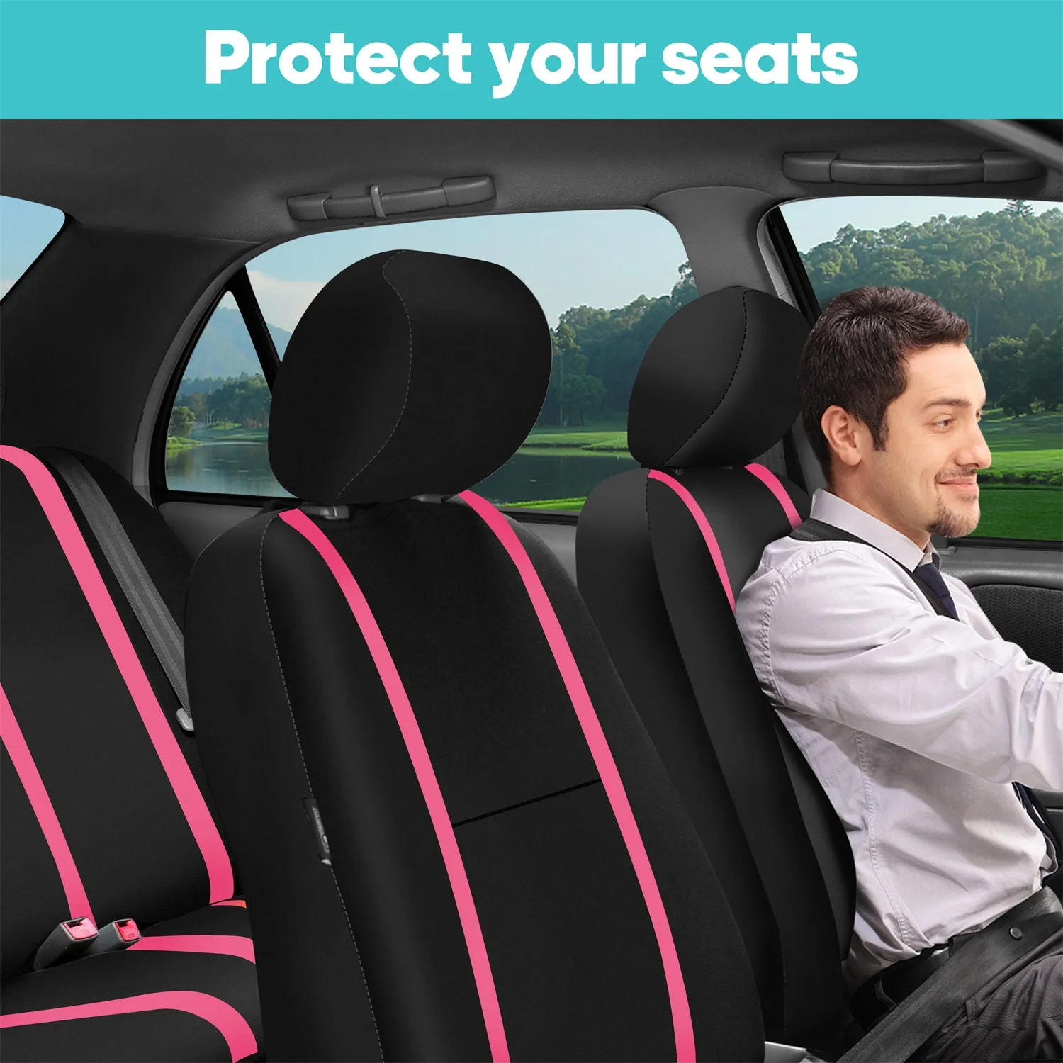 Unique Flat Cloth Seat Covers - Full Set Pink