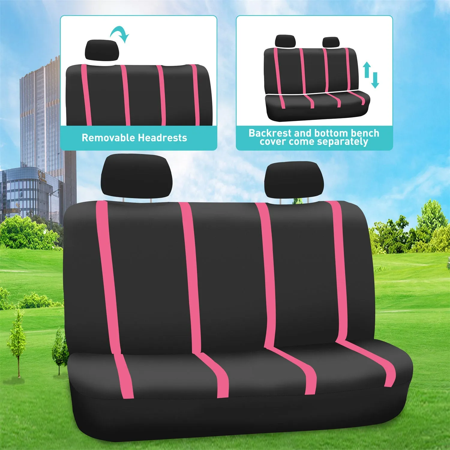 Unique Flat Cloth Seat Covers - Full Set Pink