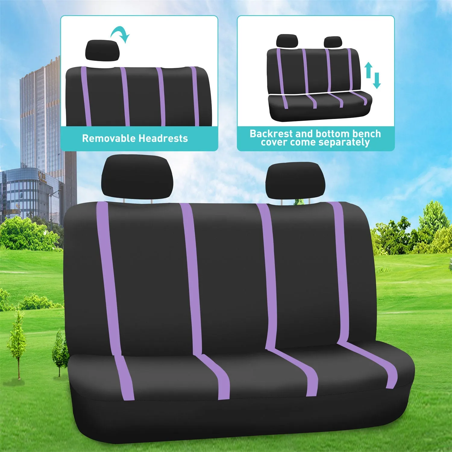 Unique Flat Cloth Seat Covers - Full Set Purple