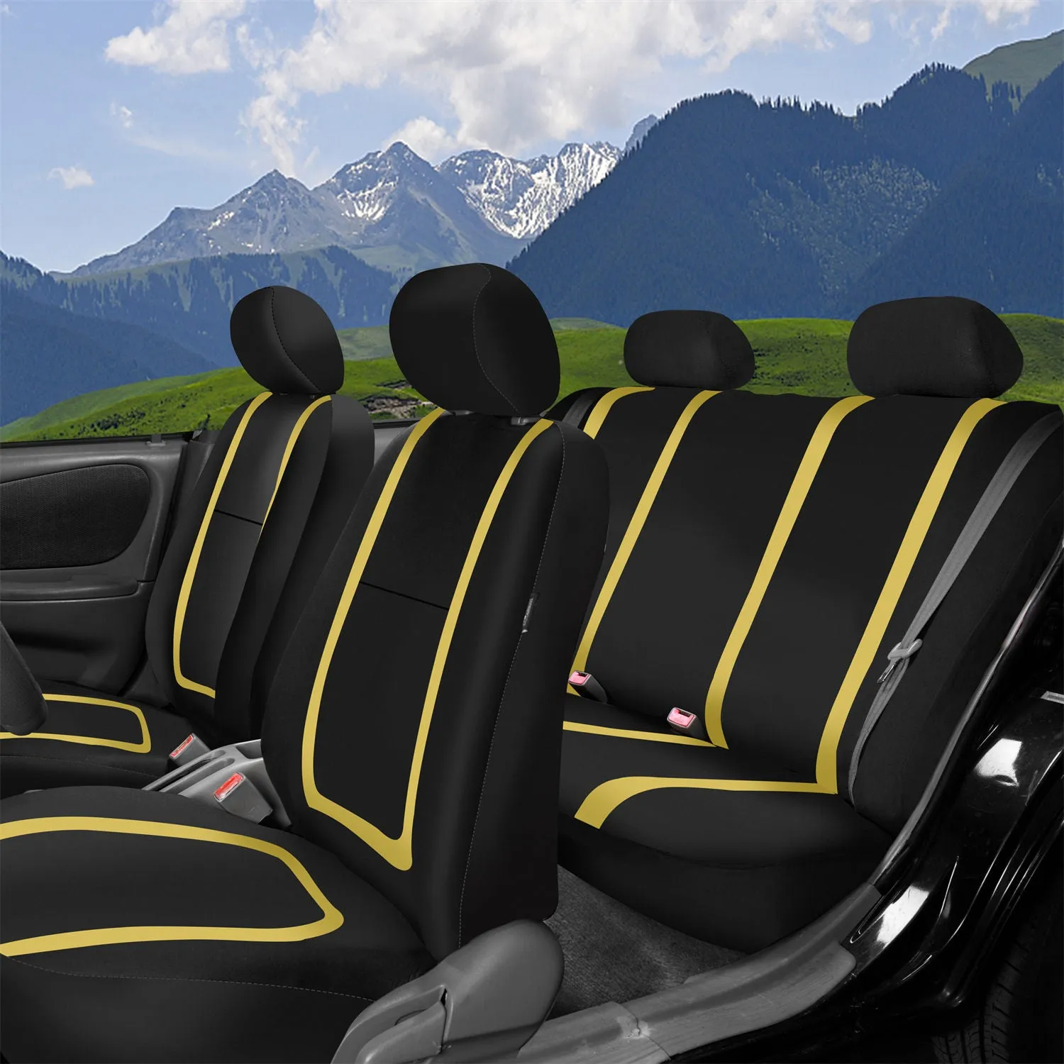 Unique Flat Cloth Seat Covers - Full Set Yellow
