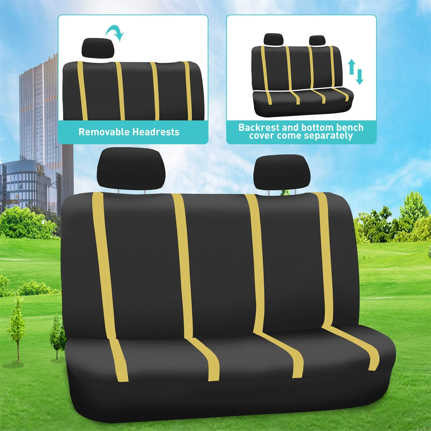 Unique Flat Cloth Seat Covers - Full Set Yellow